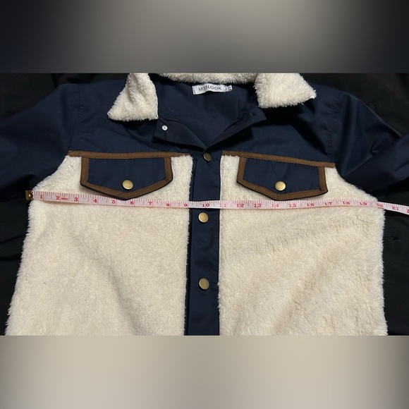 MISSLOOK Sherpa button up jacket white and blue small - Picture 4 of 6